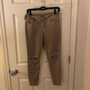American Eagle Outfitters Ripped Gray High Rise Jeggings